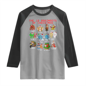 The 12 Brainrots of Christmas Raglan Shirt Funny Cursed Meme Holiday Gag Gift TS02 Sport Gray Black Print Your Wear