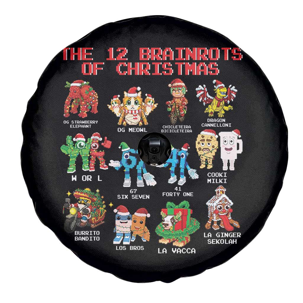The 12 Brainrots of Christmas Spare Tire Cover Funny Cursed Meme Holiday Gag Gift TS02 Print Your Wear