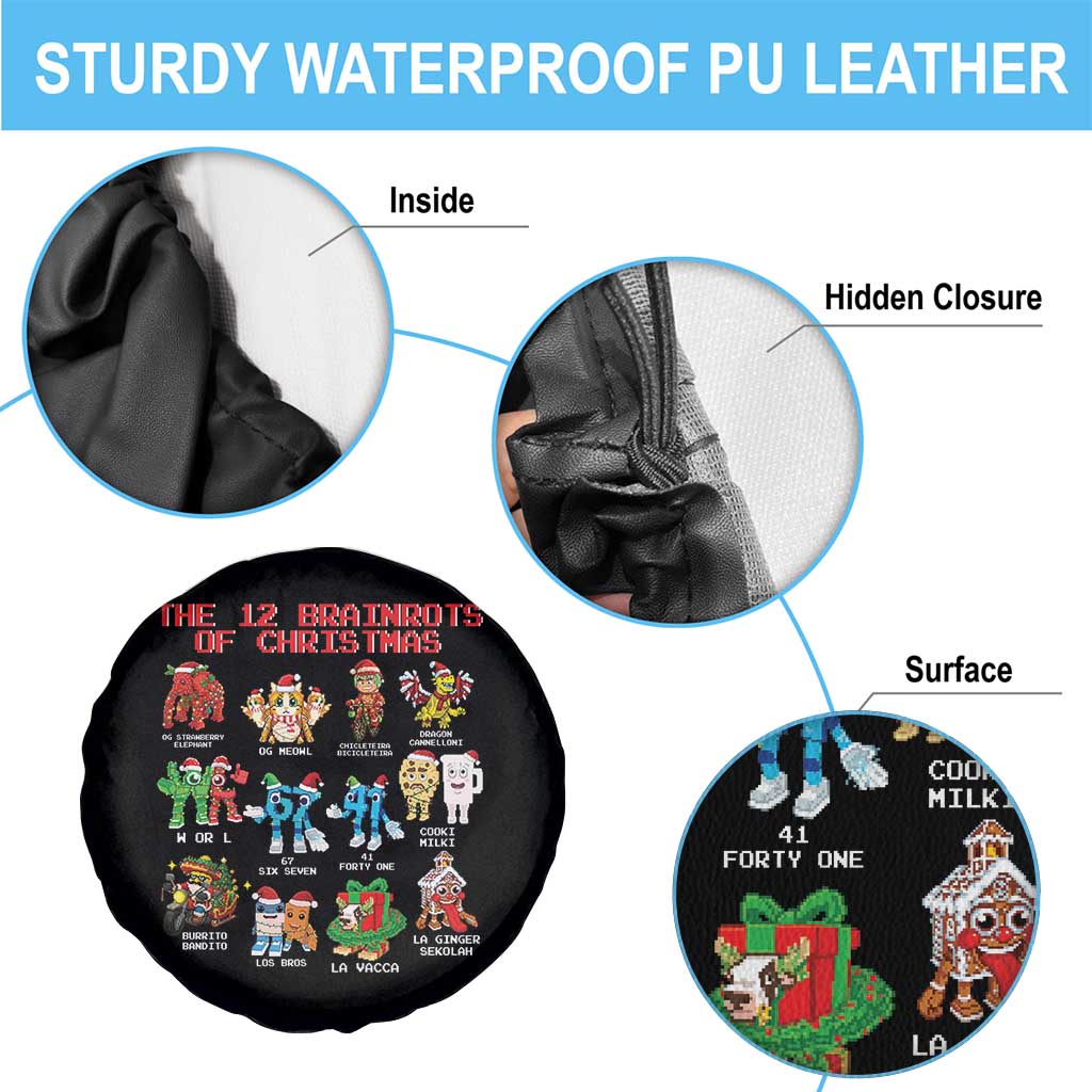 The 12 Brainrots of Christmas Spare Tire Cover Funny Cursed Meme Holiday Gag Gift TS02 Print Your Wear