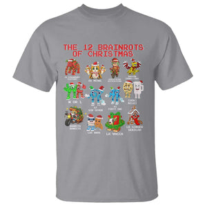 The 12 Brainrots of Christmas T Shirt Funny Cursed Meme Holiday Gag Gift TS02 Sport Gray Print Your Wear