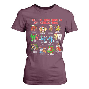 The 12 Brainrots of Christmas T Shirt For Women Funny Cursed Meme Holiday Gag Gift TS02 Maroon Print Your Wear