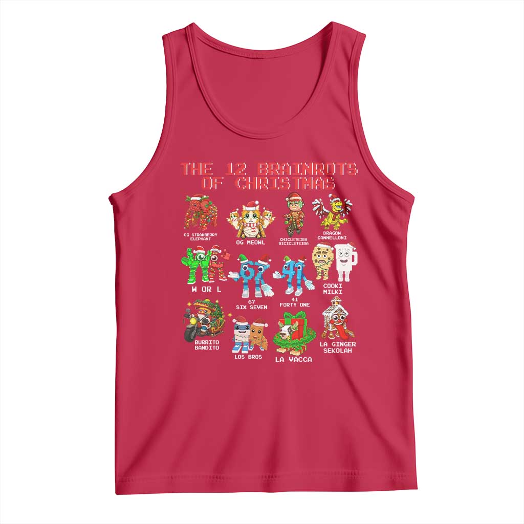 The 12 Brainrots of Christmas Tank Top Funny Cursed Meme Holiday Gag Gift TS02 Red Print Your Wear