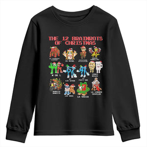 The 12 Brainrots of Christmas Youth Sweatshirt Funny Cursed Meme Holiday Gag Gift TS02 Black Print Your Wear