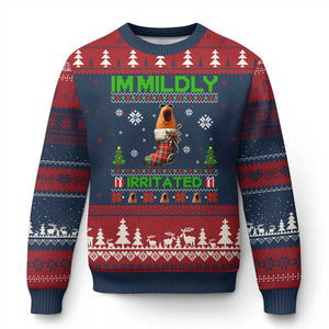 Mildly Irritated Marcus the Worm Meme Ugly Christmas Sweater Funny Xmas Stocking Weirdcore TS02 Navy Red Print Your Wear