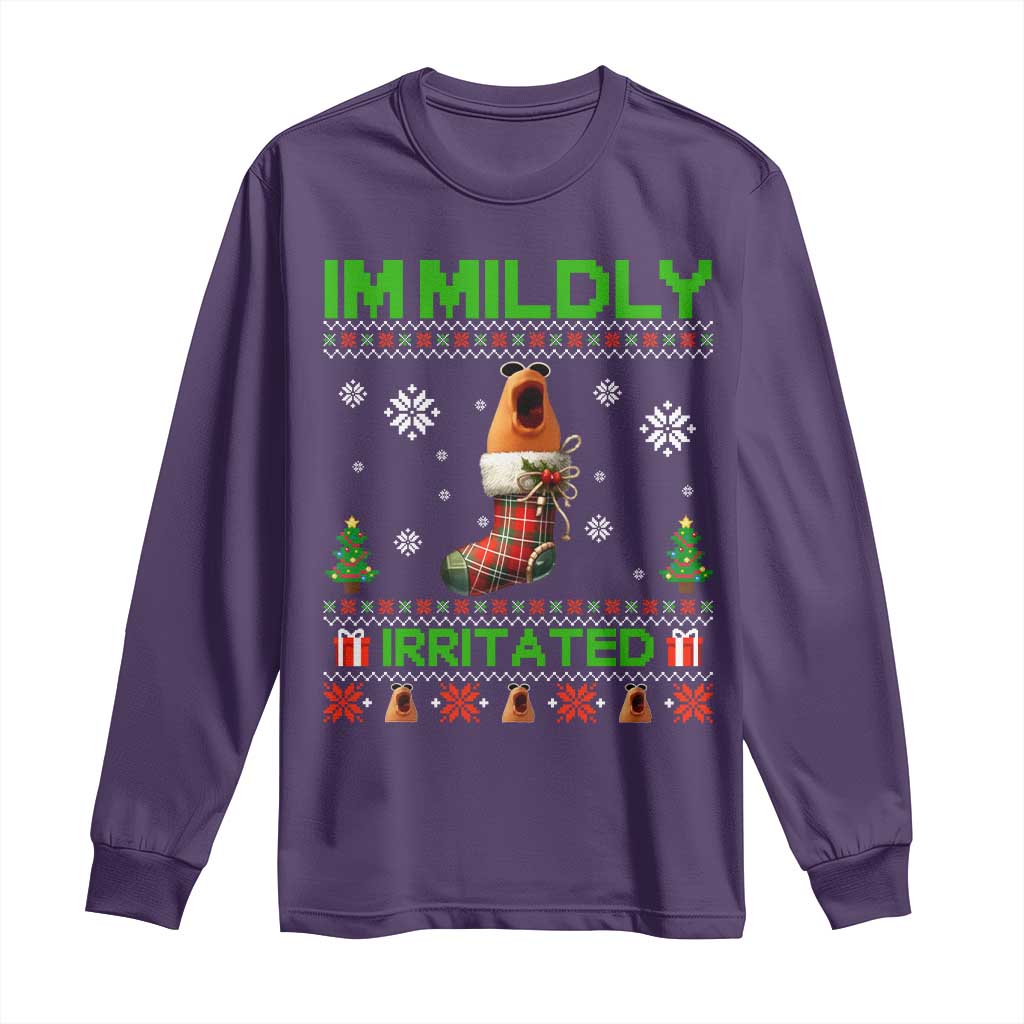 Mildly Irritated Marcus the Worm Meme Long Sleeve Shirt Funny Christmas Stocking Weirdcore TS02 Purple Print Your Wear