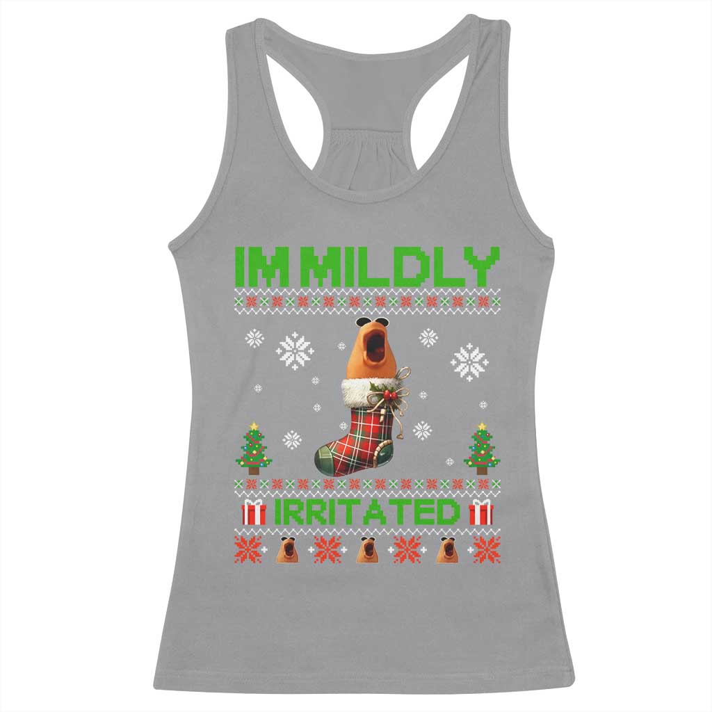 Mildly Irritated Marcus the Worm Meme Racerback Tank Top Funny Christmas Stocking Weirdcore TS02 Sport Gray Print Your Wear