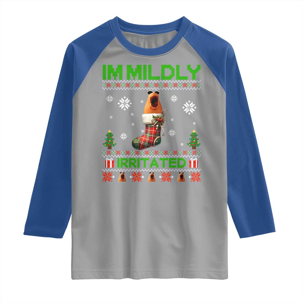Mildly Irritated Marcus the Worm Meme Raglan Shirt Funny Christmas Stocking Weirdcore TS02 Sport Gray Royal Print Your Wear
