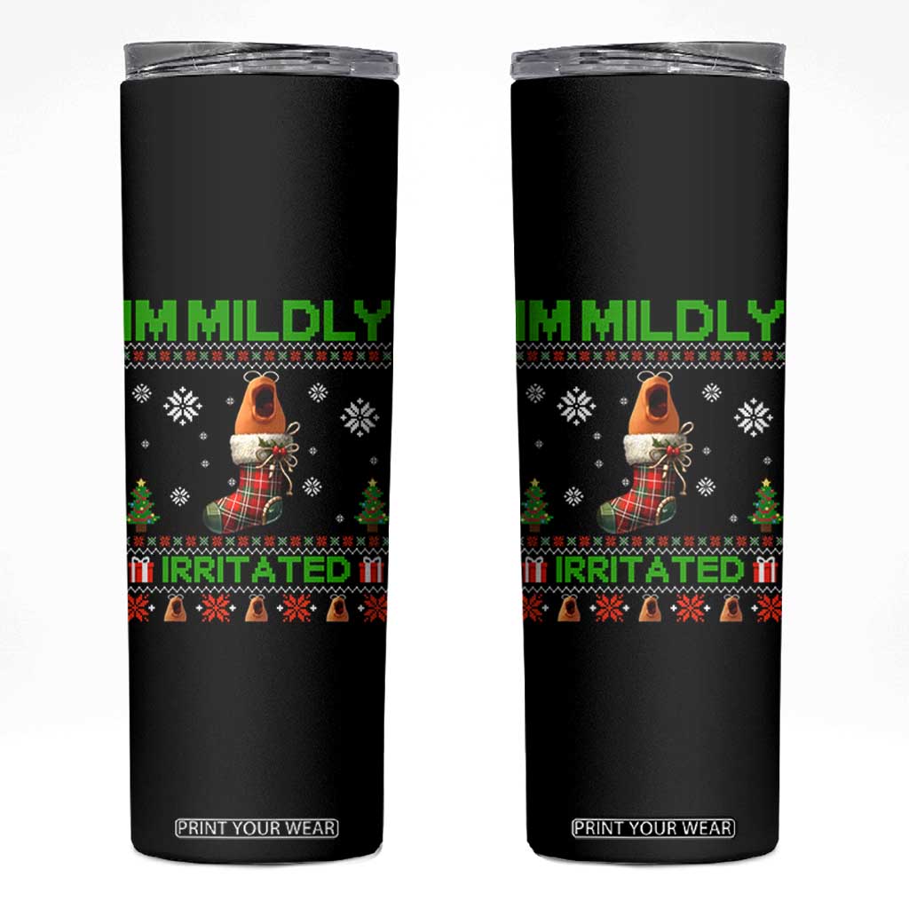 Mildly Irritated Marcus the Worm Meme Skinny Tumbler Funny Christmas Stocking Weirdcore TS02 Black Print Your Wear