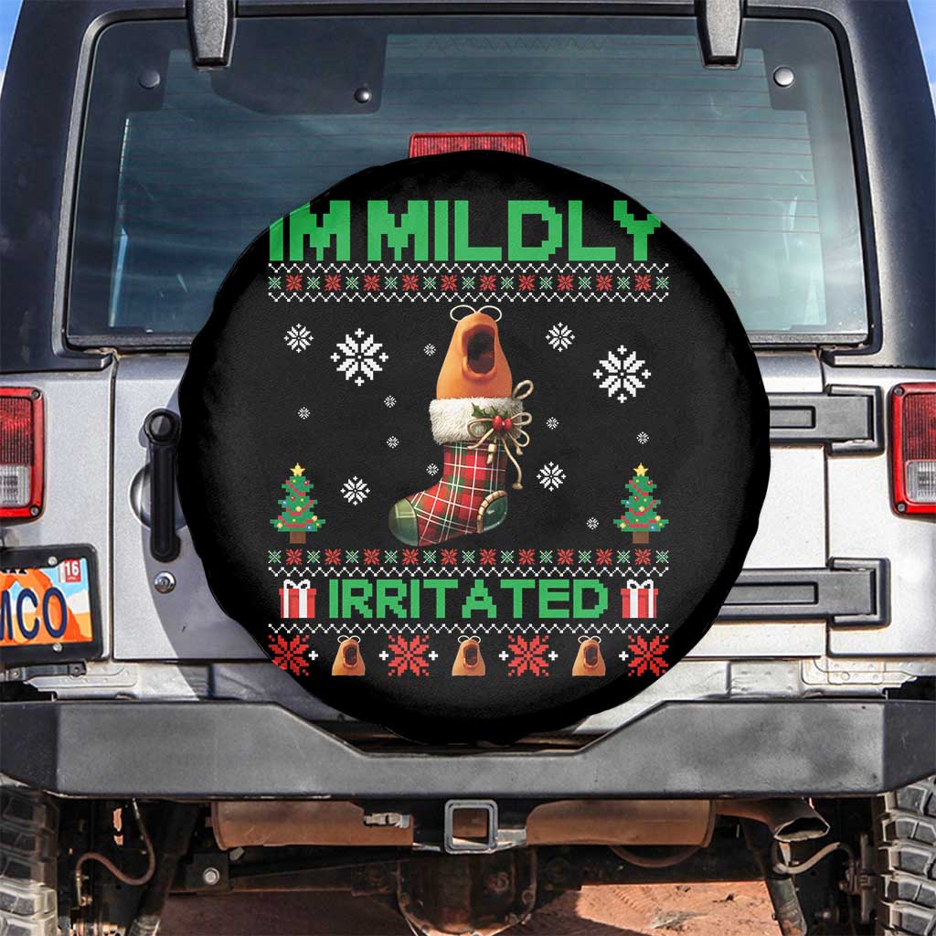 Mildly Irritated Marcus the Worm Meme Spare Tire Cover Funny Christmas Stocking Weirdcore TS02 No hole Black Print Your Wear