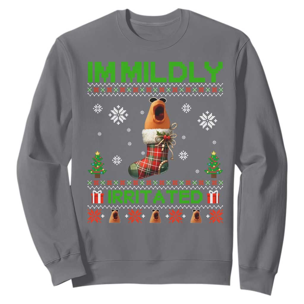 Mildly Irritated Marcus the Worm Meme Sweatshirt Funny Christmas Stocking Weirdcore TS02 Charcoal Print Your Wear