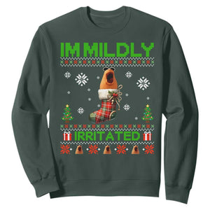 Mildly Irritated Marcus the Worm Meme Sweatshirt Funny Christmas Stocking Weirdcore TS02 Dark Forest Green Print Your Wear