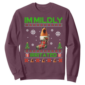 Mildly Irritated Marcus the Worm Meme Sweatshirt Funny Christmas Stocking Weirdcore TS02 Maroon Print Your Wear