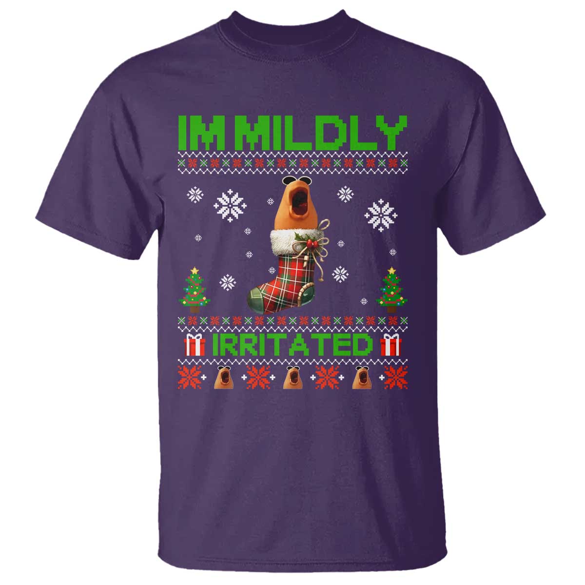 Mildly Irritated Marcus the Worm Meme T Shirt Funny Christmas Stocking Weirdcore TS02 Purple Print Your Wear