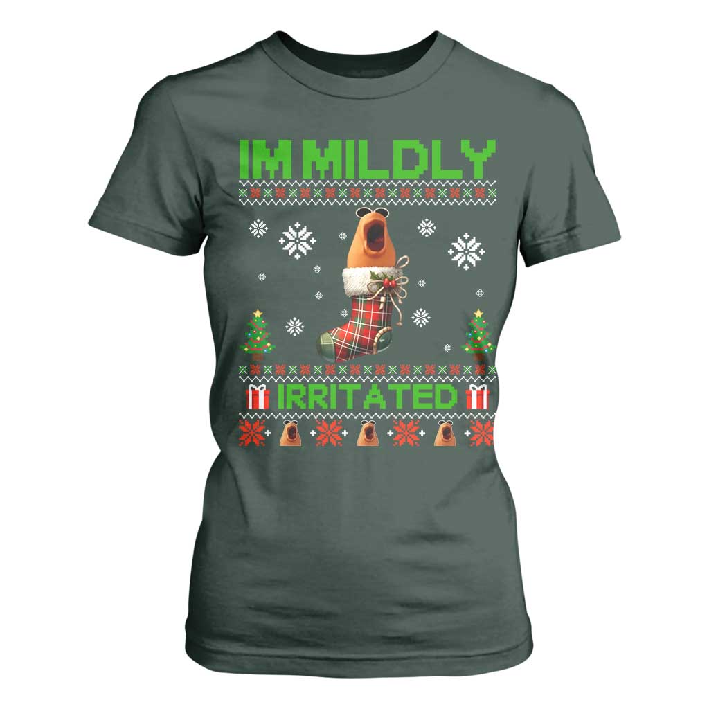 Mildly Irritated Marcus the Worm Meme T Shirt For Women Funny Christmas Stocking Weirdcore TS02 Dark Forest Green Print Your Wear