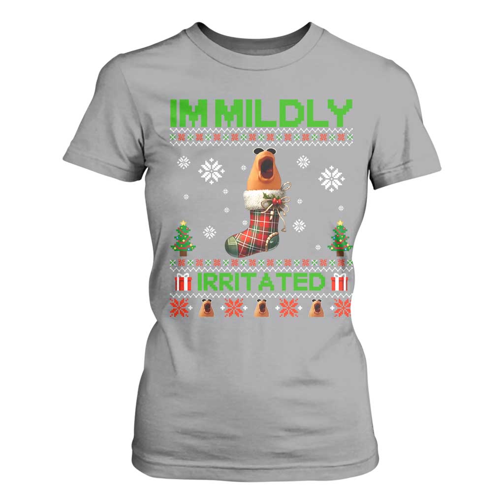 Mildly Irritated Marcus the Worm Meme T Shirt For Women Funny Christmas Stocking Weirdcore TS02 Sport Gray Print Your Wear