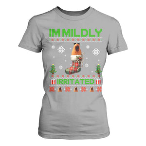 Mildly Irritated Marcus the Worm Meme T Shirt For Women Funny Christmas Stocking Weirdcore TS02 Sport Gray Print Your Wear