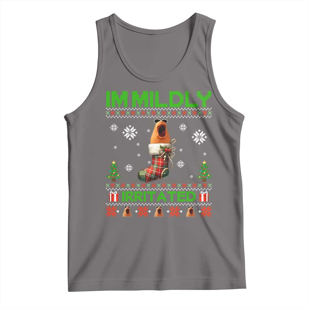 Mildly Irritated Marcus the Worm Meme Tank Top Funny Christmas Stocking Weirdcore TS02 Deep Heather Print Your Wear