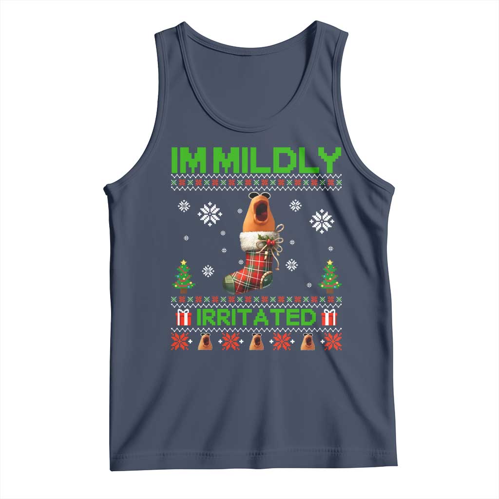 Mildly Irritated Marcus the Worm Meme Tank Top Funny Christmas Stocking Weirdcore TS02 Navy Print Your Wear