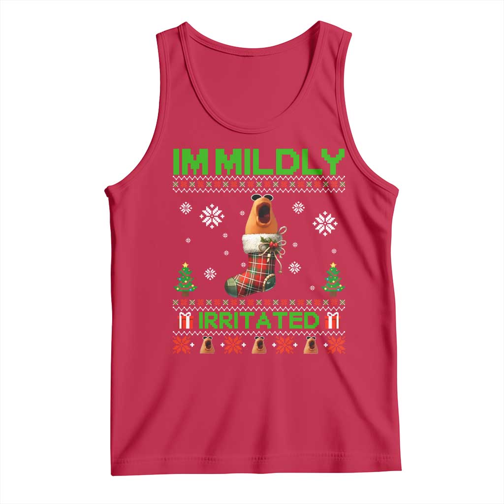 Mildly Irritated Marcus the Worm Meme Tank Top Funny Christmas Stocking Weirdcore TS02 Red Print Your Wear