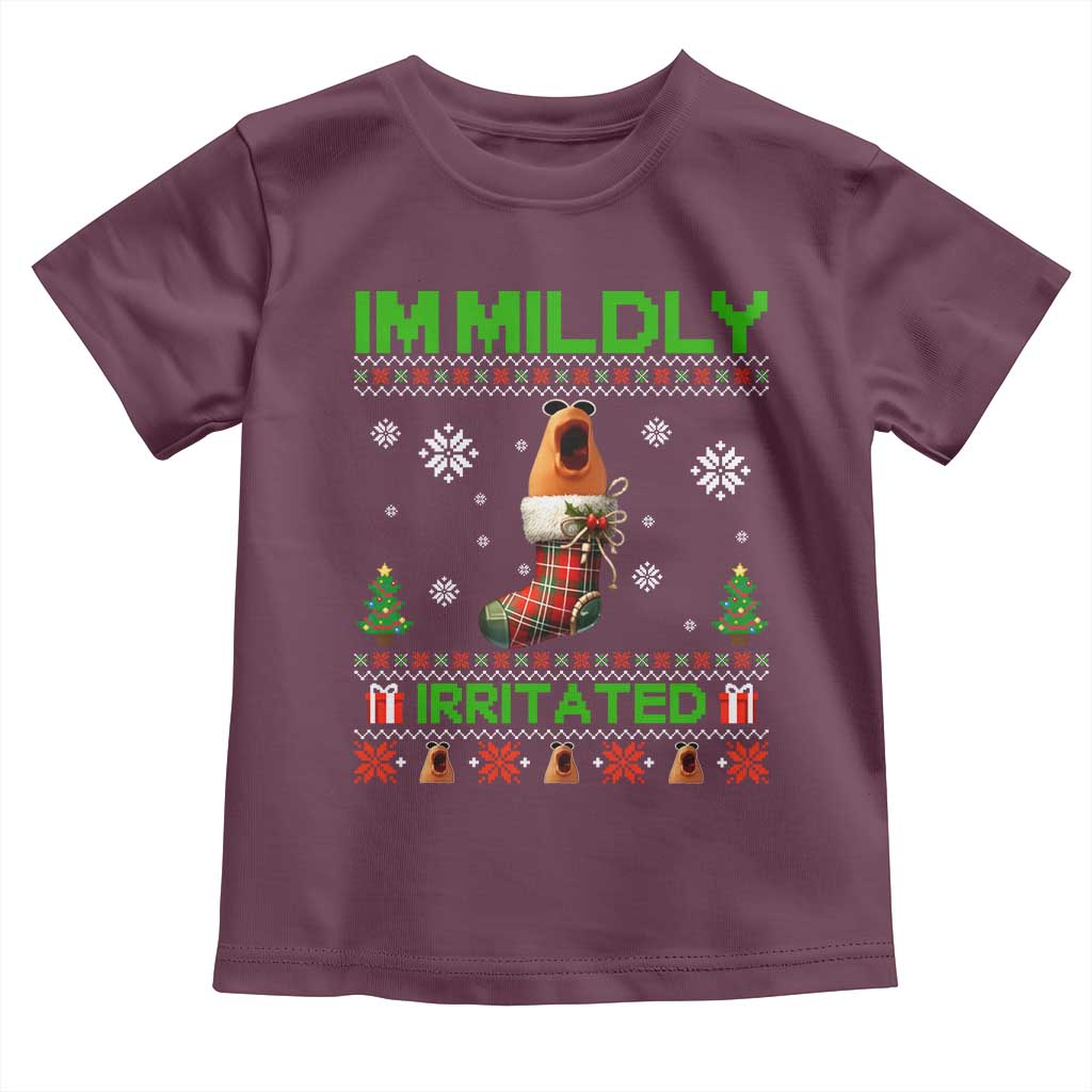 Mildly Irritated Marcus the Worm Meme Toddler T Shirt Funny Christmas Stocking Weirdcore TS02 Maroon Print Your Wear
