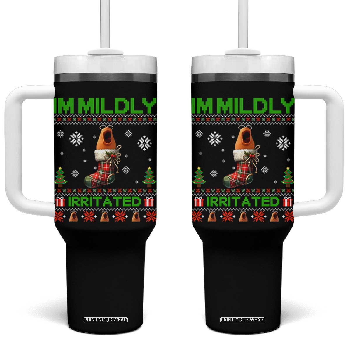 Mildly Irritated Marcus the Worm Meme Tumbler With Handle Funny Christmas Stocking Weirdcore TS02 One Size: 40 oz Black Print Your Wear