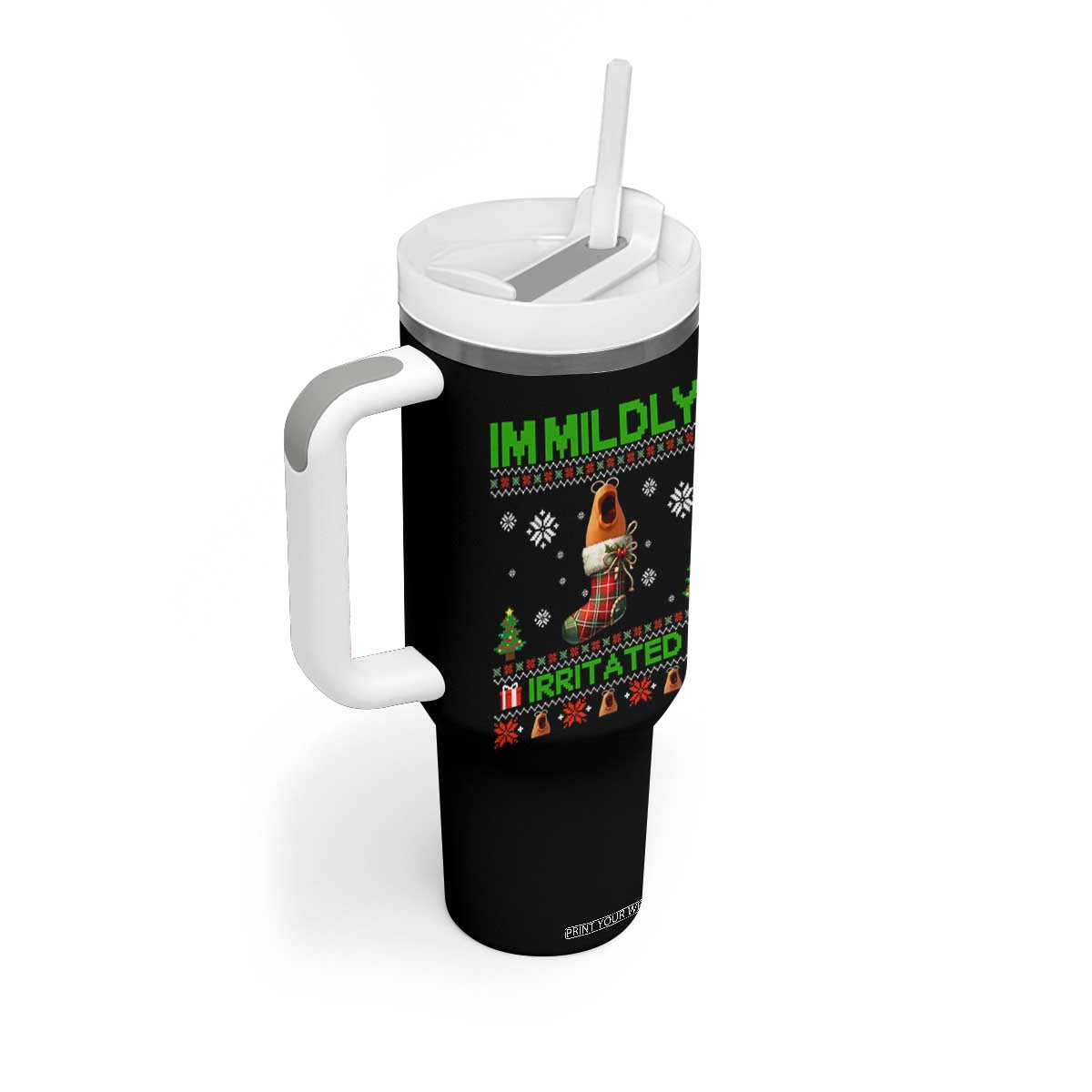 Mildly Irritated Marcus the Worm Meme Tumbler With Handle Funny Christmas Stocking Weirdcore TS02 Print Your Wear