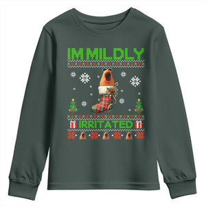 Mildly Irritated Marcus the Worm Meme Youth Sweatshirt Funny Christmas Stocking Weirdcore TS02 Dark Forest Green Print Your Wear