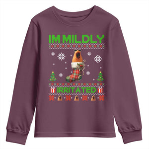 Mildly Irritated Marcus the Worm Meme Youth Sweatshirt Funny Christmas Stocking Weirdcore TS02 Maroon Print Your Wear