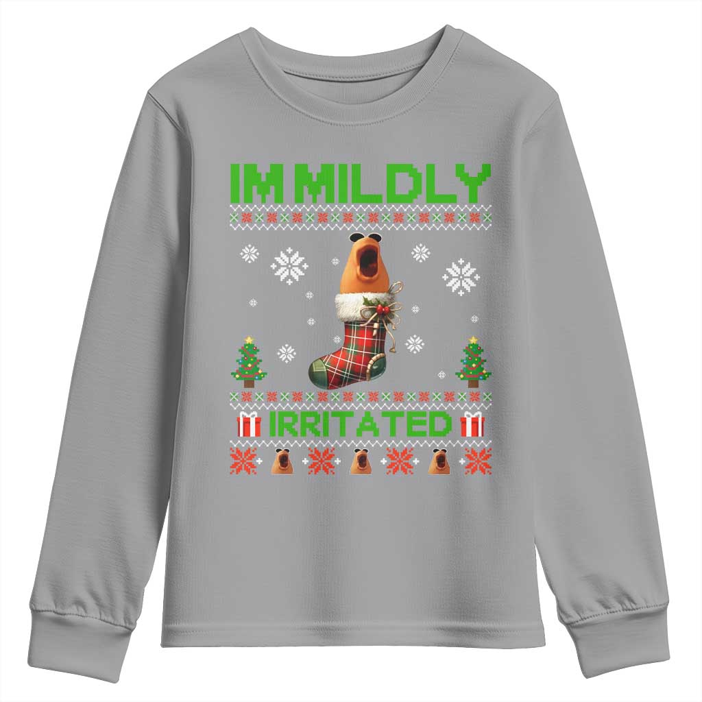 Mildly Irritated Marcus the Worm Meme Youth Sweatshirt Funny Christmas Stocking Weirdcore TS02 Sport Gray Print Your Wear
