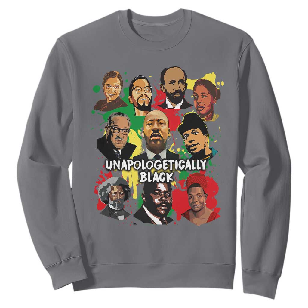 Civil Rights Leaders Sweatshirt Unapologetically Dope Black TS02 Charcoal Printyourwear