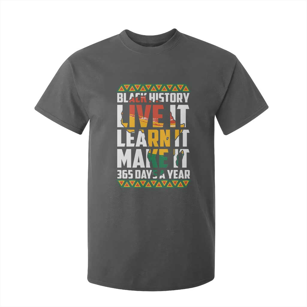 Black History Month T Shirt For Kid Live It Learn It Make It 365 Days A Year Kente TS02 Dark Heather Print Your Wear