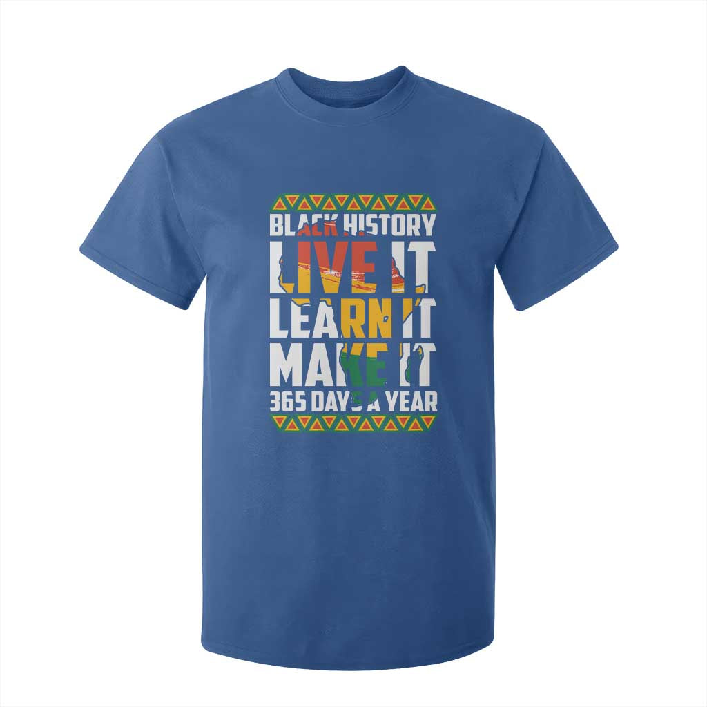 Black History Month T Shirt For Kid Live It Learn It Make It 365 Days A Year Kente TS02 Royal Blue Print Your Wear
