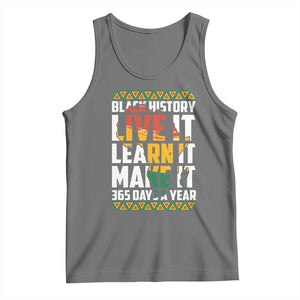 Black History Month Tank Top Live It Learn It Make It 365 Days A Year Kente TS02 Black Heather Print Your Wear