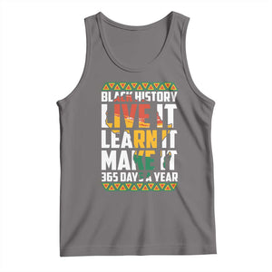 Black History Month Tank Top Live It Learn It Make It 365 Days A Year Kente TS02 Deep Heather Print Your Wear