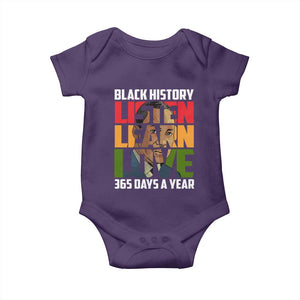 Black History Month Baby Onesie Listen Learn Love 365 Days A Year MLK Martin Luther King TS02 Purple Print Your Wear