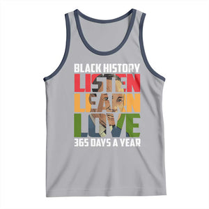 Black History Month Tank Top Listen Learn Love 365 Days A Year MLK Martin Luther King TS02 Athletic Heather Navy Print Your Wear