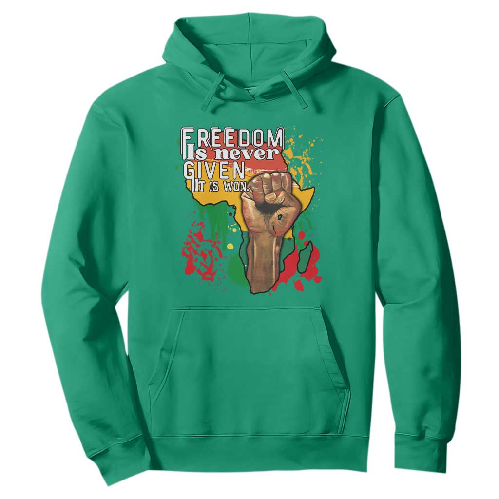 Black History Month Hoodie Freedom Is Never Given It Is Won Equal Rights TS02 Irish Green Printyourwear