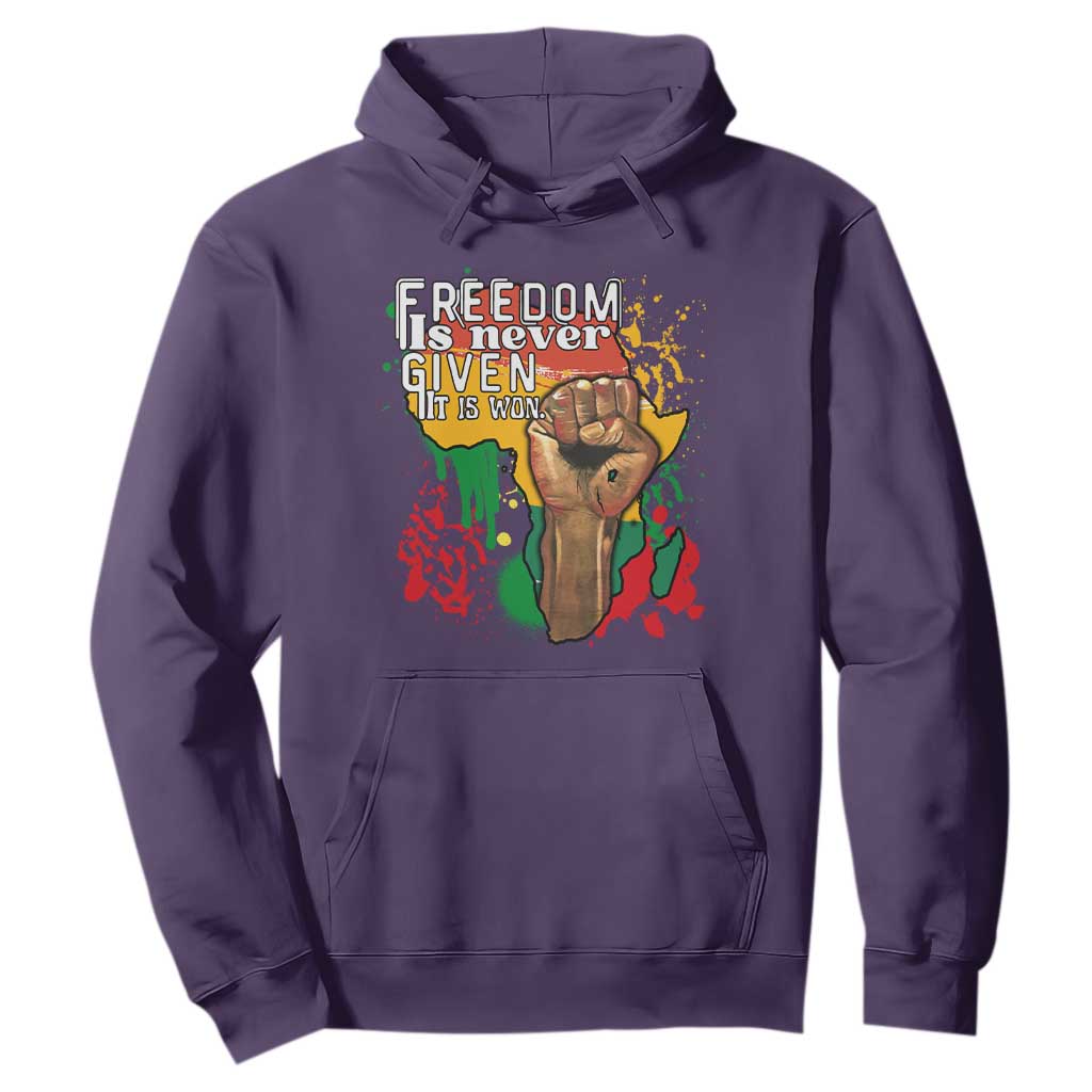 Black History Month Hoodie Freedom Is Never Given It Is Won Equal Rights TS02 Purple Printyourwear