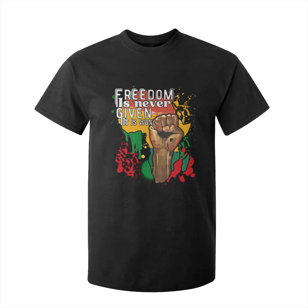 Black History Month T Shirt For Kid Freedom Is Never Given It Is Won Equal Rights Raised Fist TS02 Black Print Your Wear