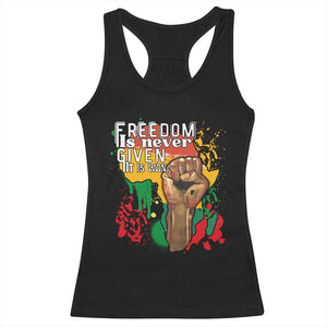Black History Month Racerback Tank Top Freedom Is Never Given It Is Won Equal Rights Raised Fist TS02 Black Print Your Wear