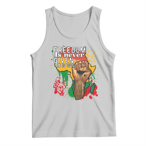 Black History Month Tank Top Freedom Is Never Given It Is Won Equal Rights Raised Fist TS02 Ash Print Your Wear