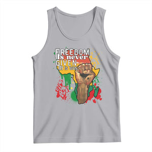 Black History Month Tank Top Freedom Is Never Given It Is Won Equal Rights Raised Fist TS02 Athletic Heather Print Your Wear