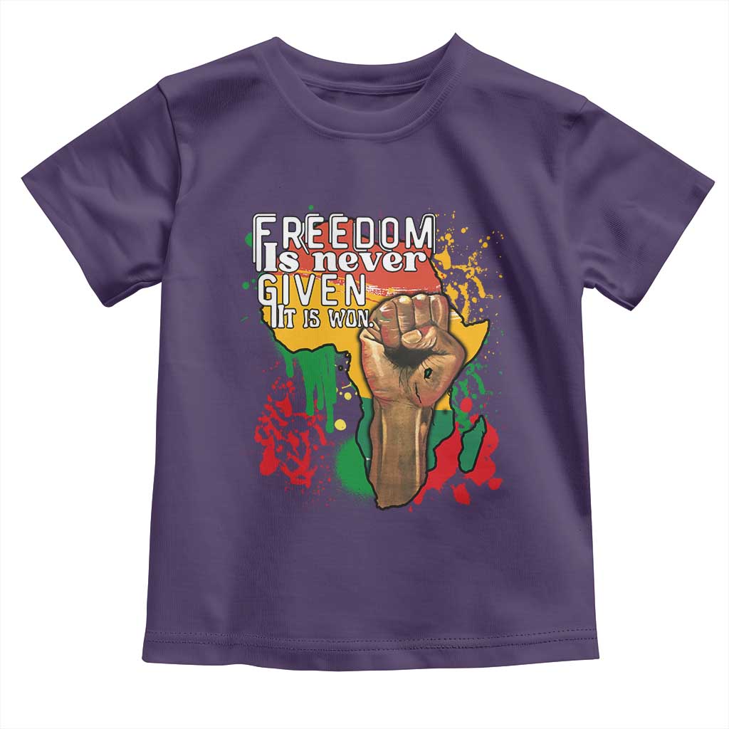 Black History Month Toddler T Shirt Freedom Is Never Given It Is Won Equal Rights Raised Fist TS02 Purple Print Your Wear