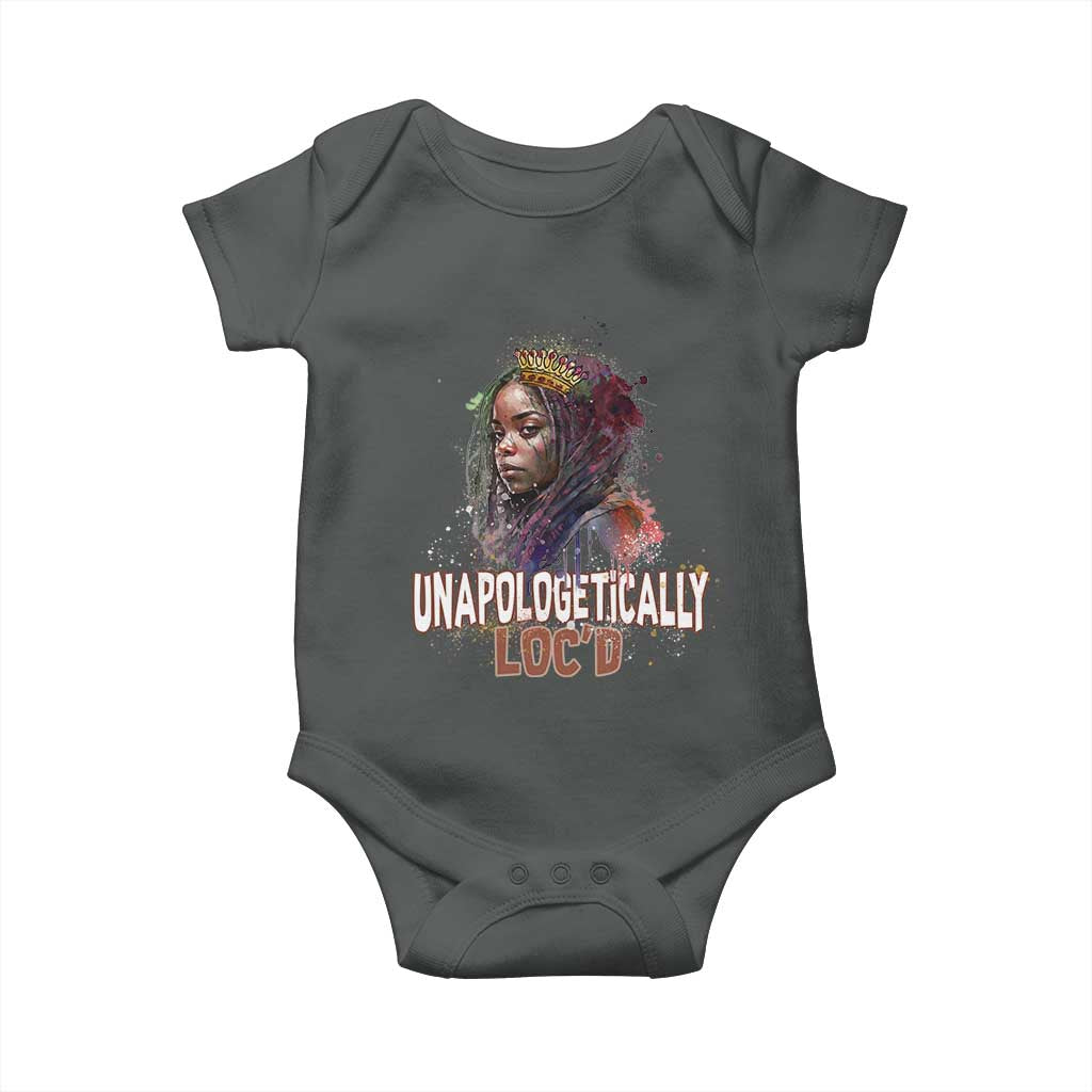 Black Locs Girl Baby Onesie Unapologetically Locd Hair Melanin Queen TS02 Dark Heather Print Your Wear