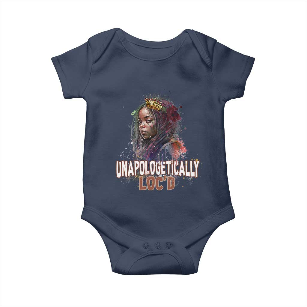 Black Locs Girl Baby Onesie Unapologetically Locd Hair Melanin Queen TS02 Navy Print Your Wear