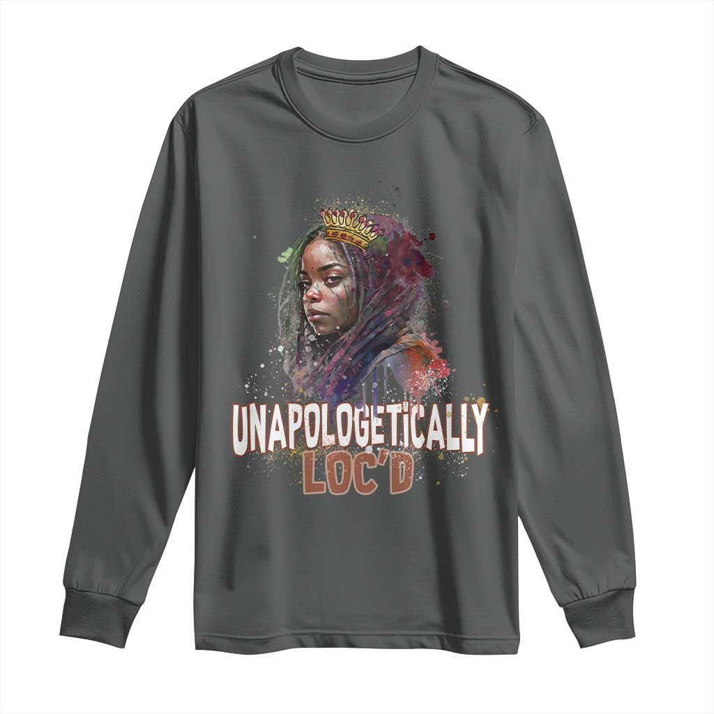 Black Locs Girl Long Sleeve Shirt Unapologetically Locd Hair Melanin Queen TS02 Dark Heather Print Your Wear