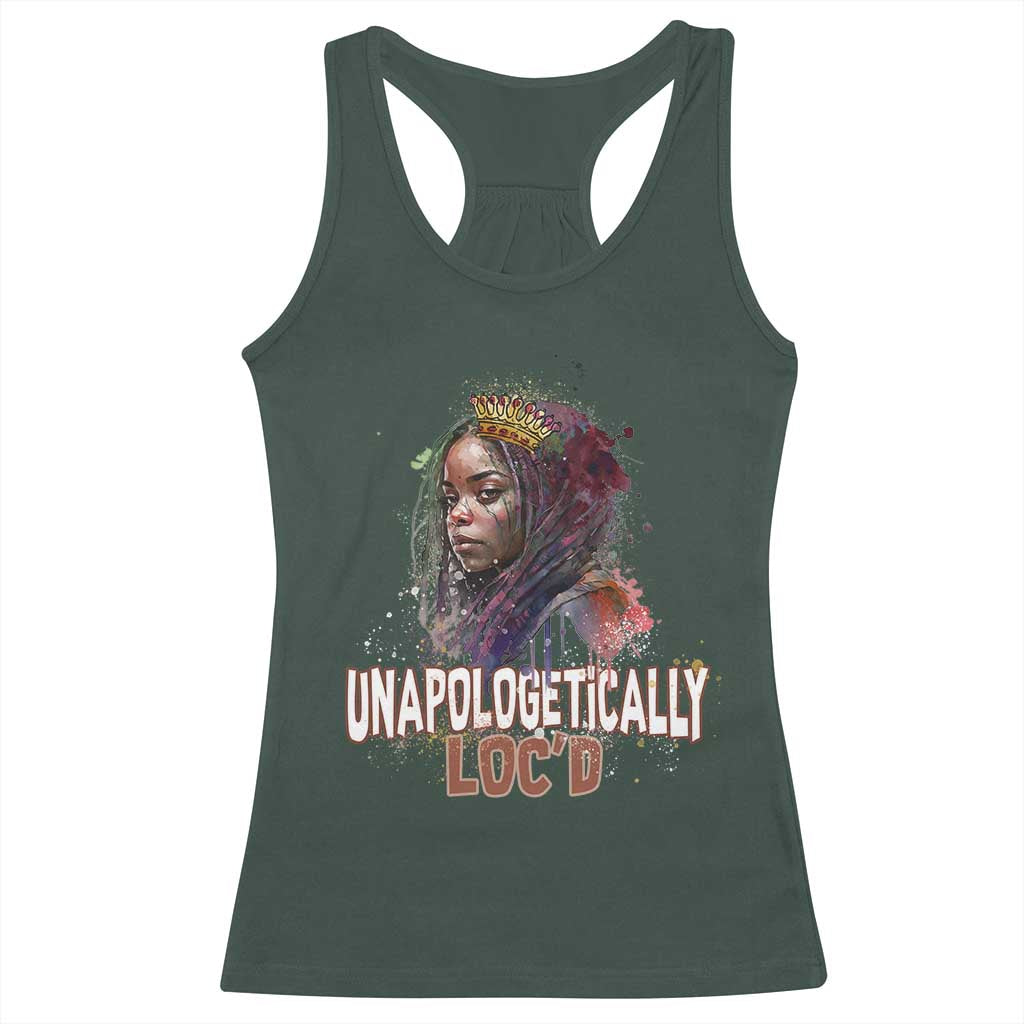 Black Locs Girl Racerback Tank Top Unapologetically Locd Hair Melanin Queen TS02 Dark Forest Green Print Your Wear