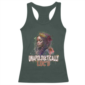 Black Locs Girl Racerback Tank Top Unapologetically Locd Hair Melanin Queen TS02 Dark Forest Green Print Your Wear