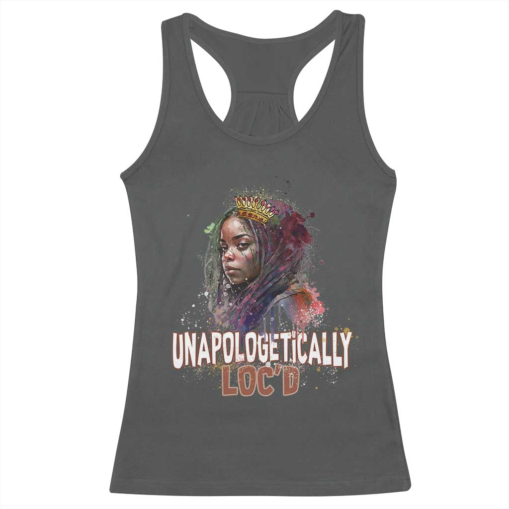 Black Locs Girl Racerback Tank Top Unapologetically Locd Hair Melanin Queen TS02 Dark Heather Print Your Wear