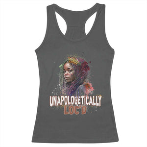 Black Locs Girl Racerback Tank Top Unapologetically Locd Hair Melanin Queen TS02 Dark Heather Print Your Wear